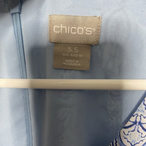 Chicos Maxi Dress Women’s 18 Blue Medallion V-Neck Title Print Side Slits - Picture 7 of 7